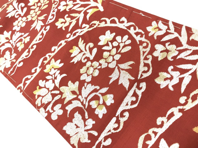 リサイクル　抽象花模様織出し名古屋帯